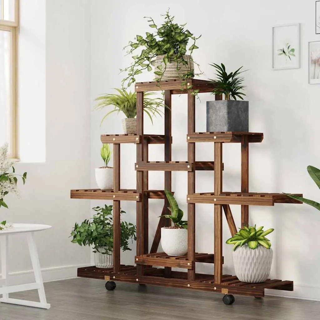 Wooden Plant Stand Flower Display Rack 110x25x101cm Brown