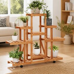 Reliable Wooden Flower Stand on Wheels for Lasting Value
