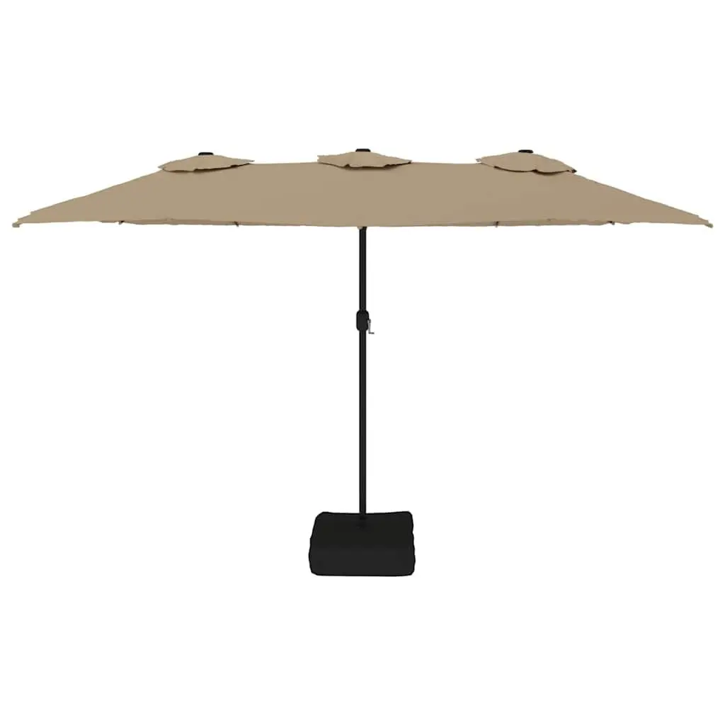Double-Head Parasol UV Protective 449x265 cm Taupe Garden Outdoor Shade Umbrella Crank Open