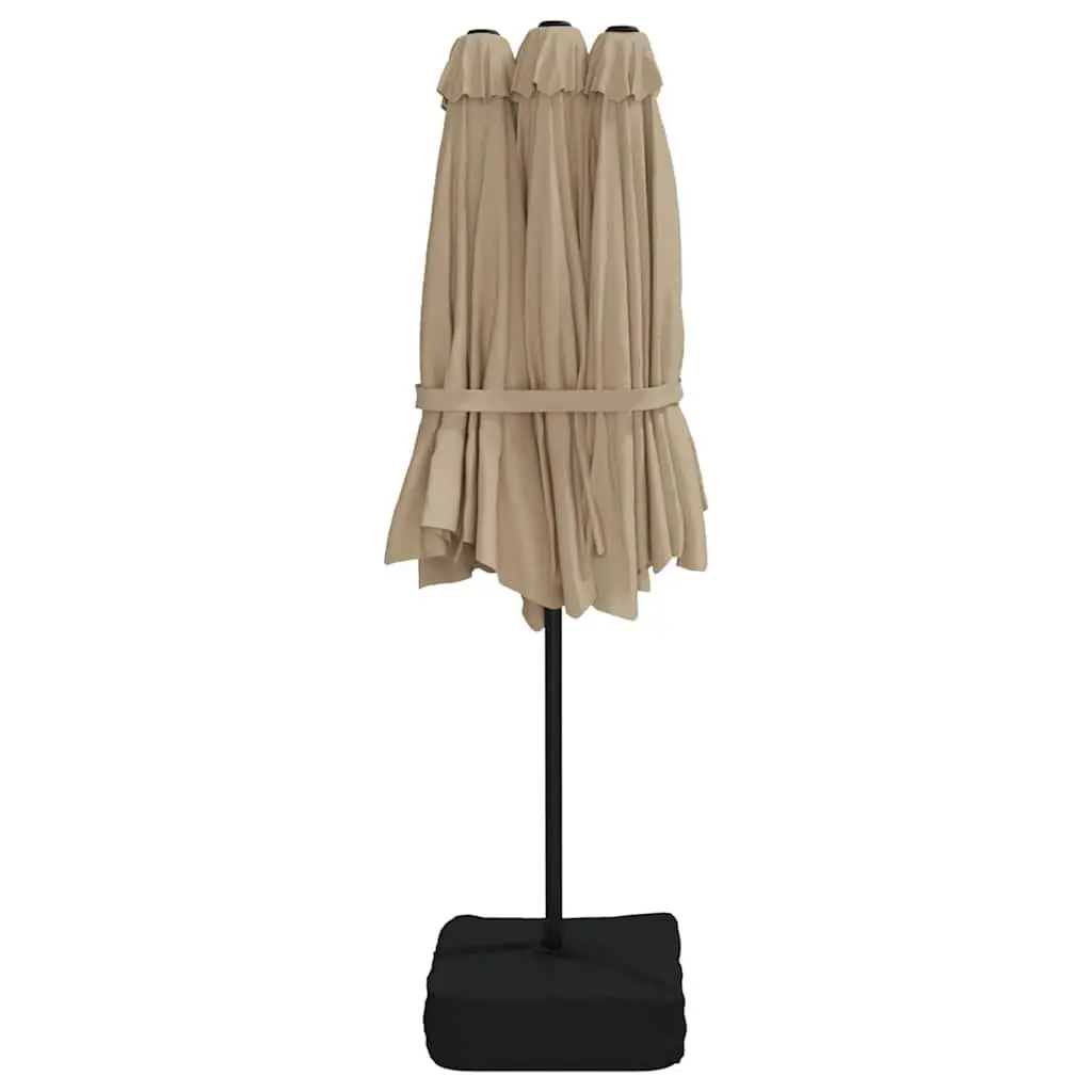 Double-Head Parasol UV Protective 449x265 cm Taupe Garden Outdoor Shade Umbrella Crank Open