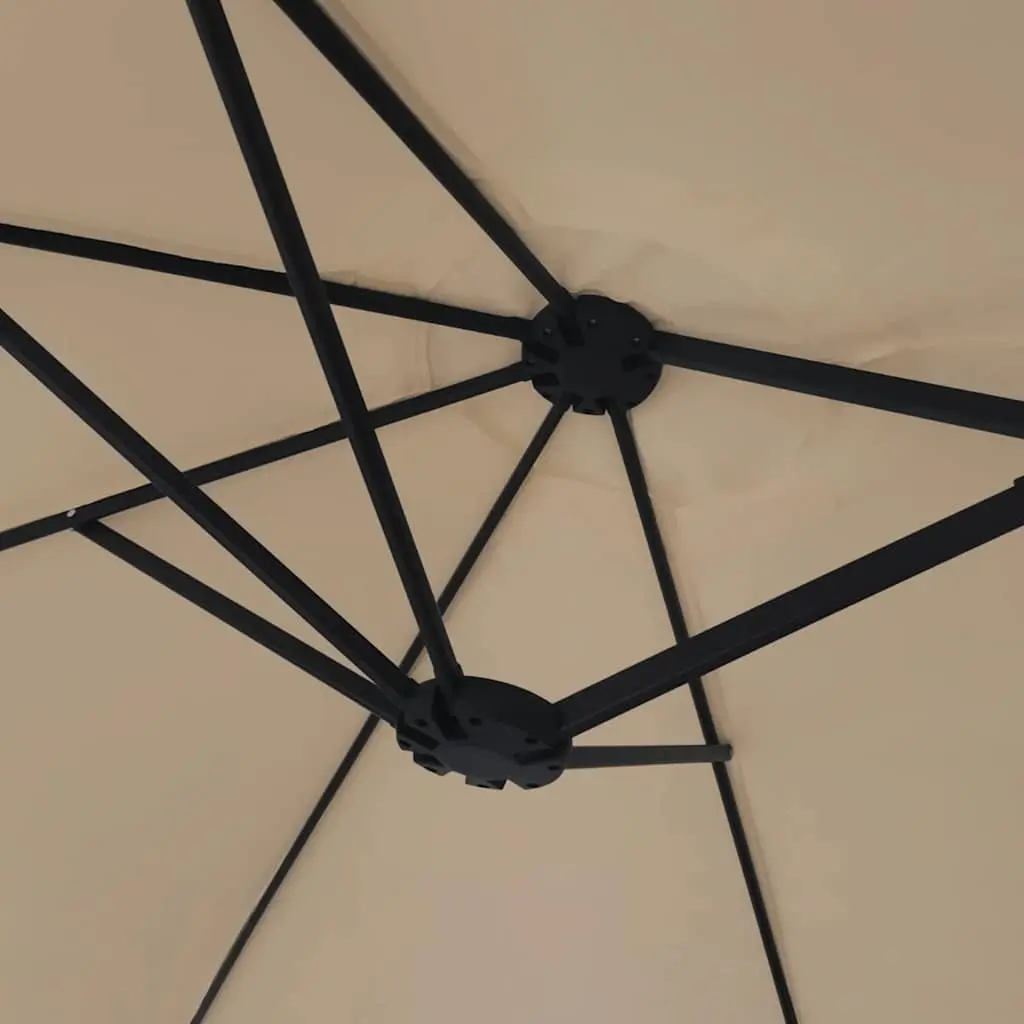 Double-Head Parasol UV Protective 449x265 cm Taupe Garden Outdoor Shade Umbrella Crank Open