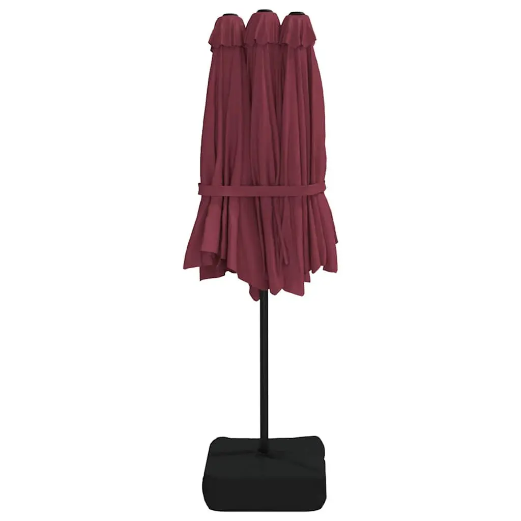 Double-Head Garden Parasol UV Protective Outdoor Sunshade 449 x 265 cm Red