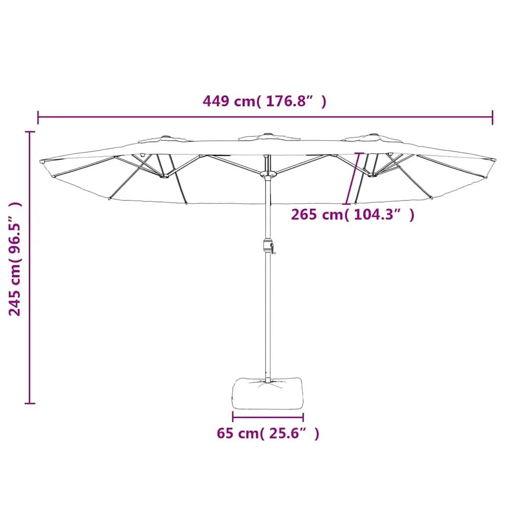 Double-Head Garden Parasol UV Protective Outdoor Sunshade 449 x 265 cm Red
