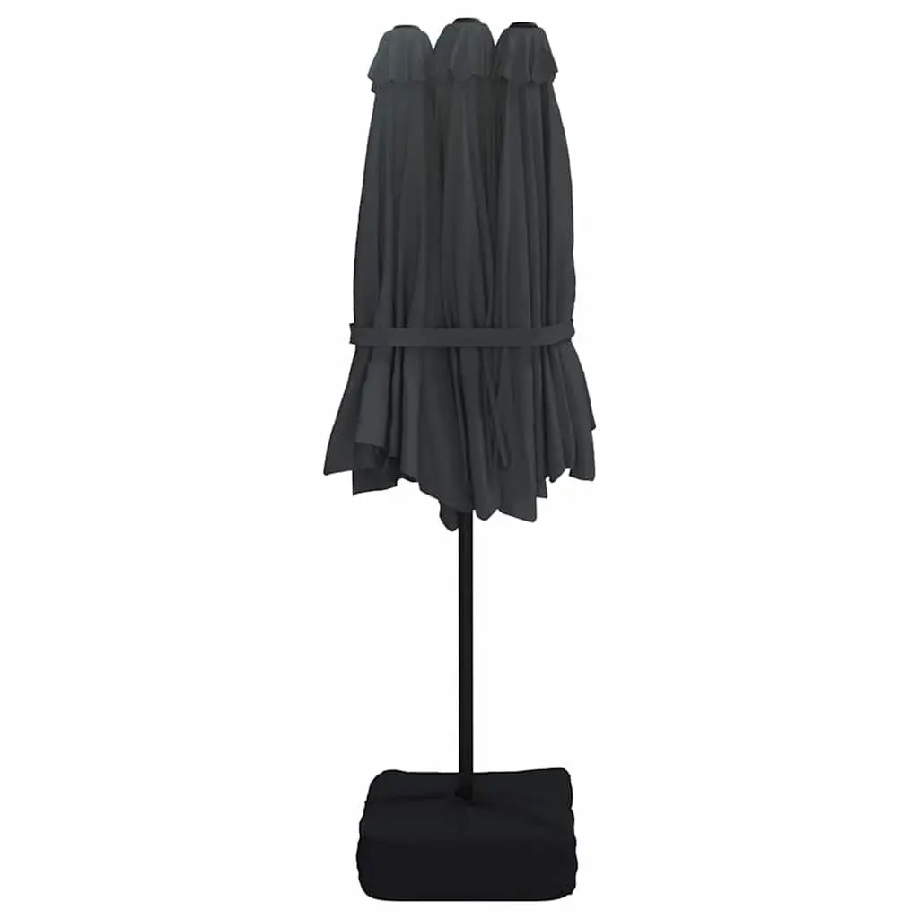 Double-Head Garden Parasol Outdoor Sun Shade Umbrella 449x265cm Black
