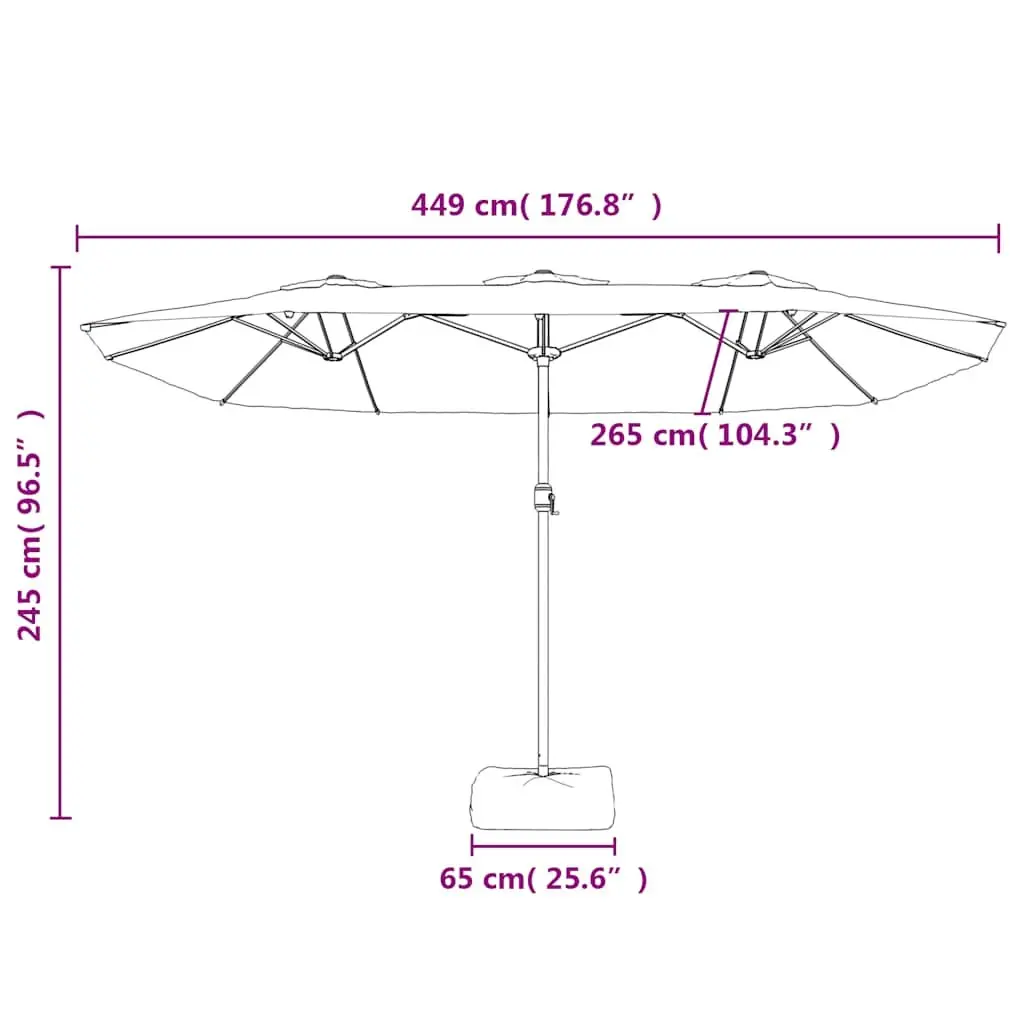 Double-Head Garden Parasol Outdoor Sun Shade Umbrella 449x265cm Black