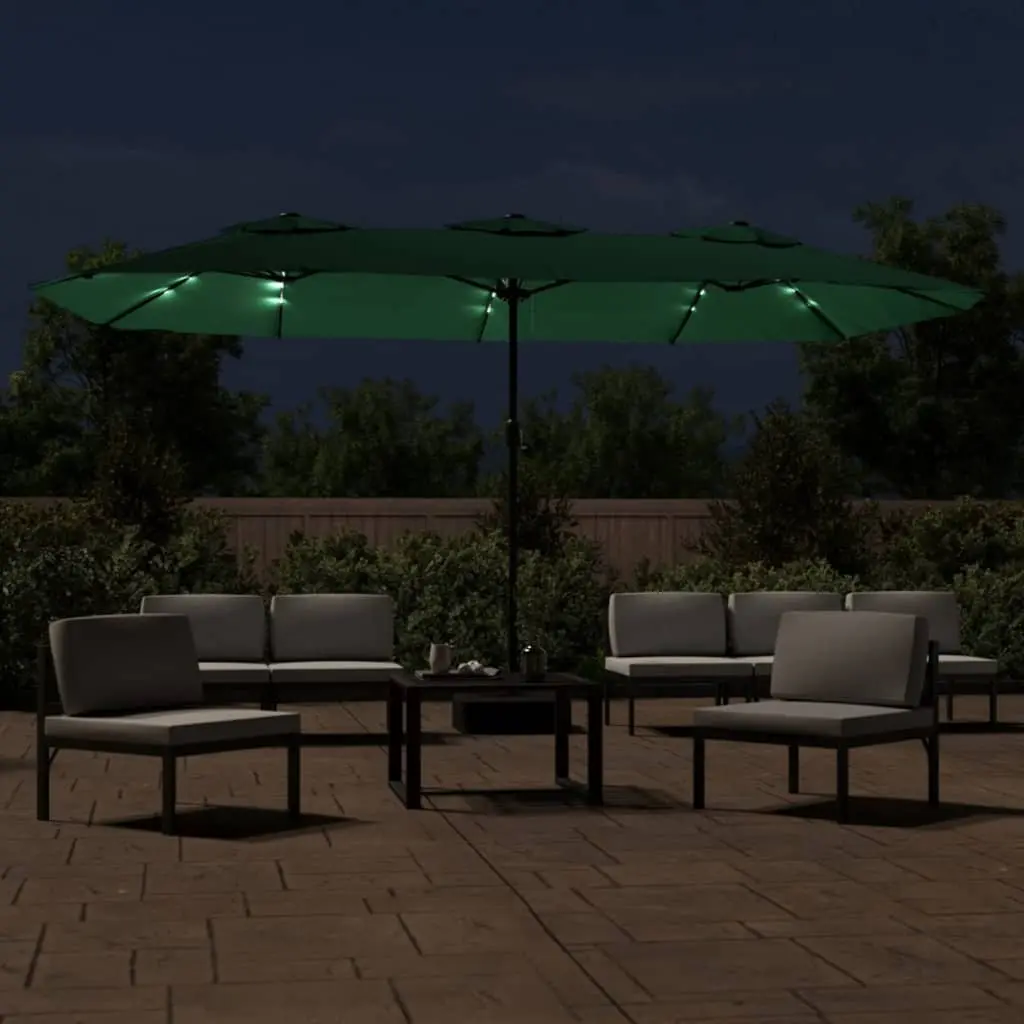 Double-Head Garden Parasol Outdoor Shade Umbrella 449x265cm Green