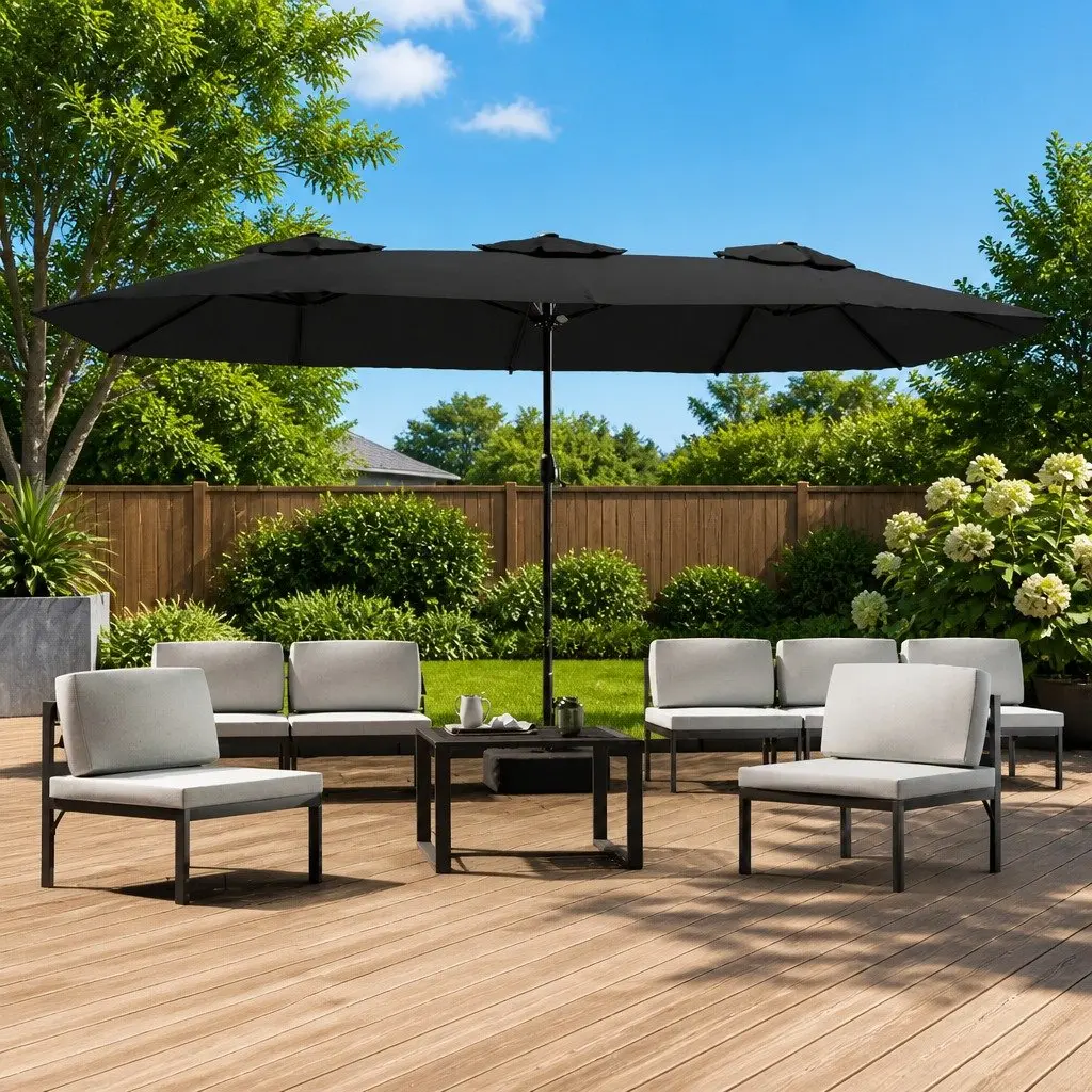 Double-Head Garden Parasol LED Lights 449x265cm Anthracite