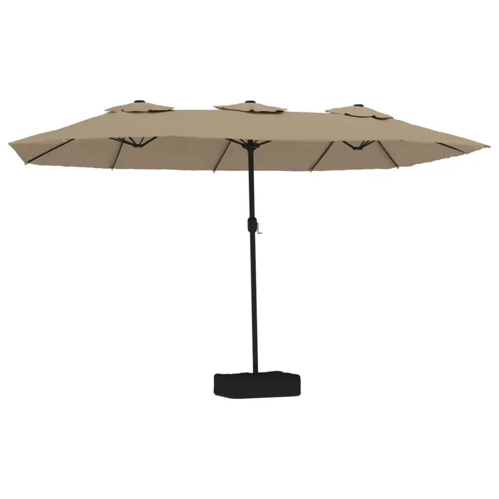 Double-Head Garden Parasol Outdoor Sunshade 449x265cm Taupe