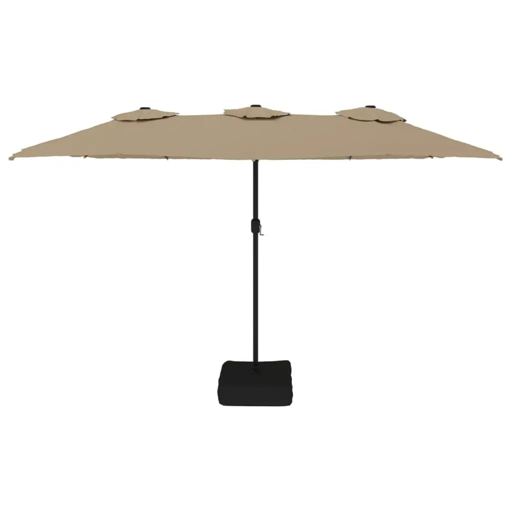 Double-Head Garden Parasol Outdoor Sunshade 449x265cm Taupe