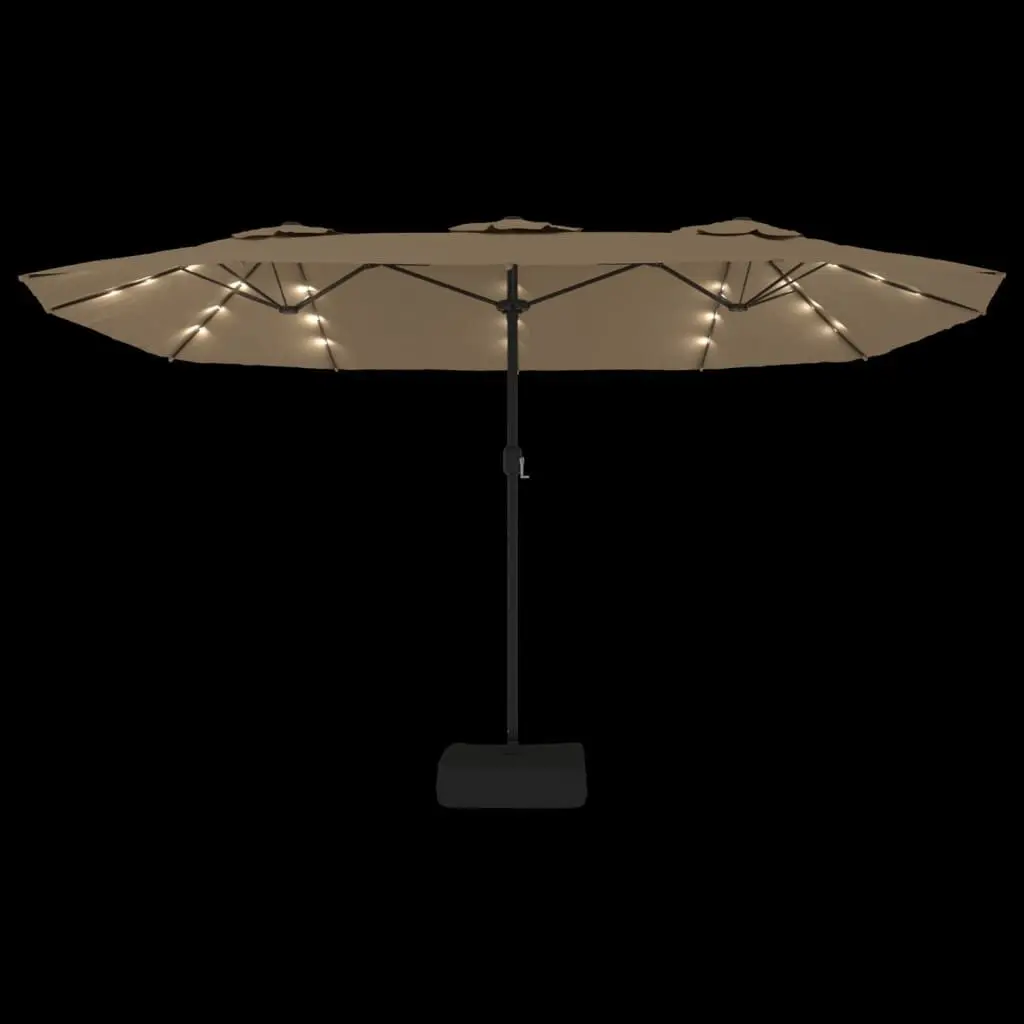 Double-Head Garden Parasol Outdoor Sunshade 449x265cm Taupe