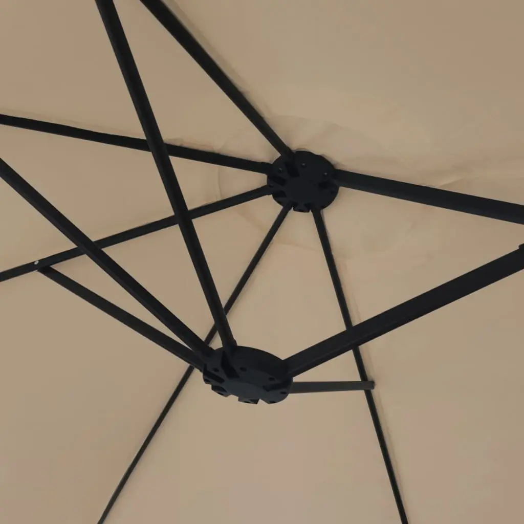 Double-Head Garden Parasol Outdoor Sunshade 449x265cm Taupe