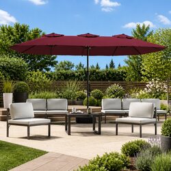 Reliable Double-Head Parasol with Integrated LED Lights