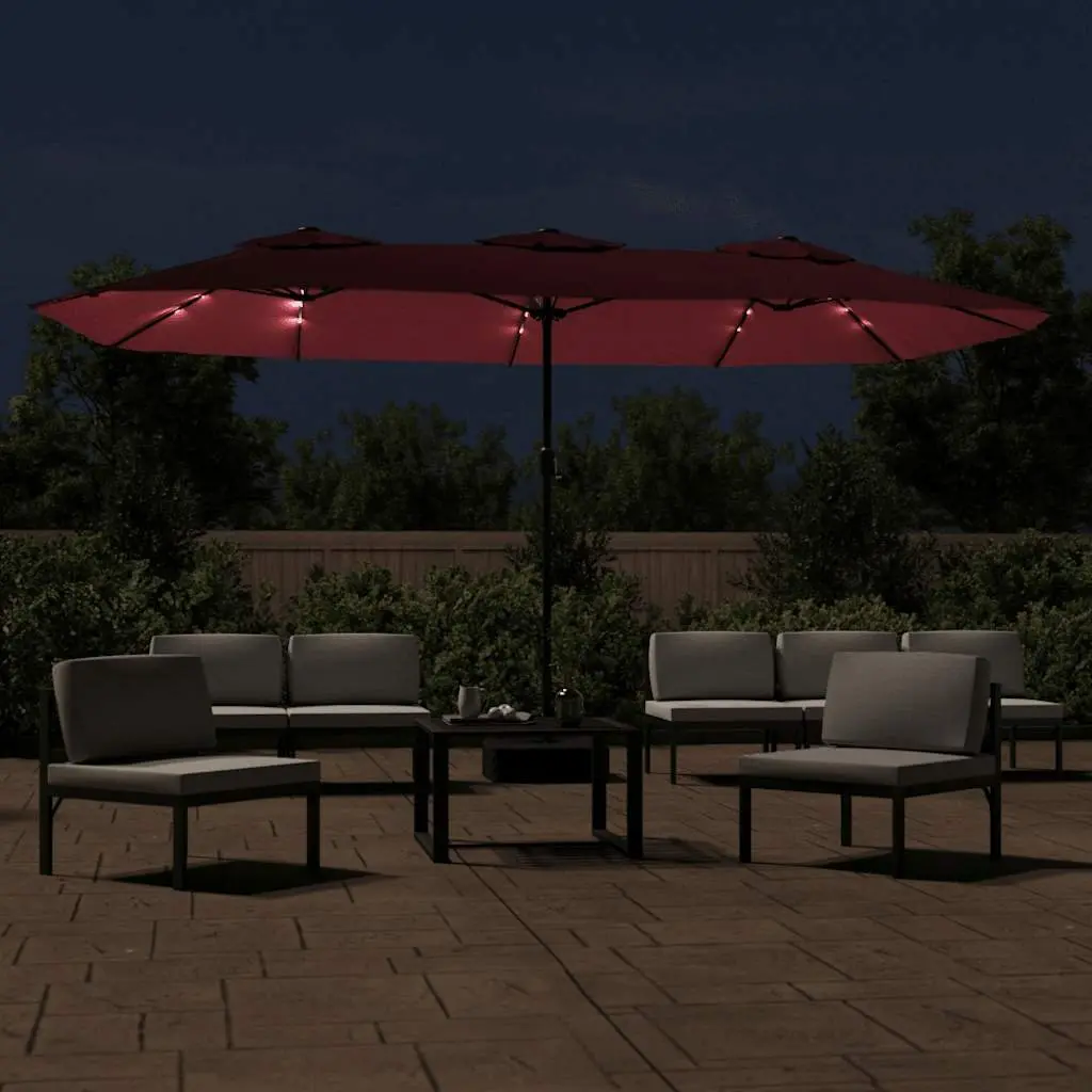 Double-Head Garden Parasol Outdoor Shade Canopy 449x265cm Red