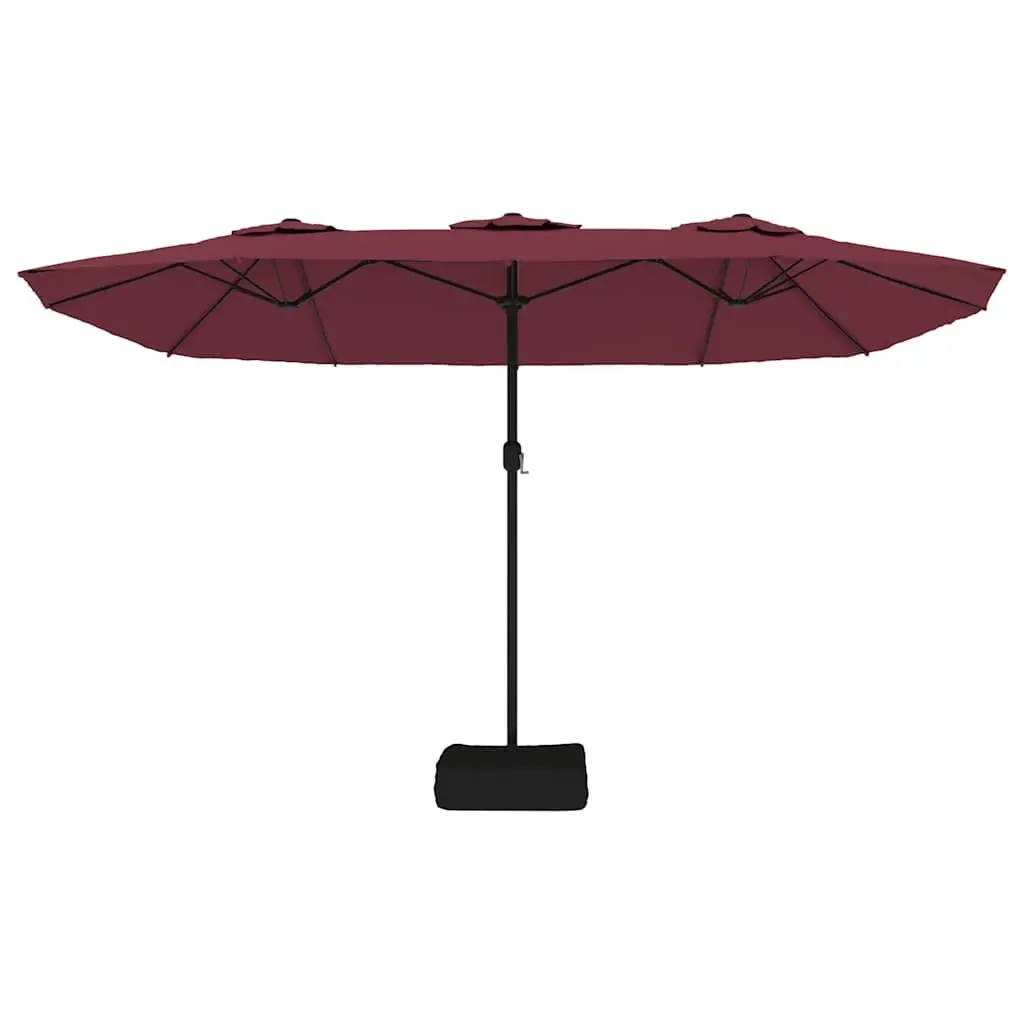 Double-Head Garden Parasol Outdoor Shade Canopy 449x265cm Red