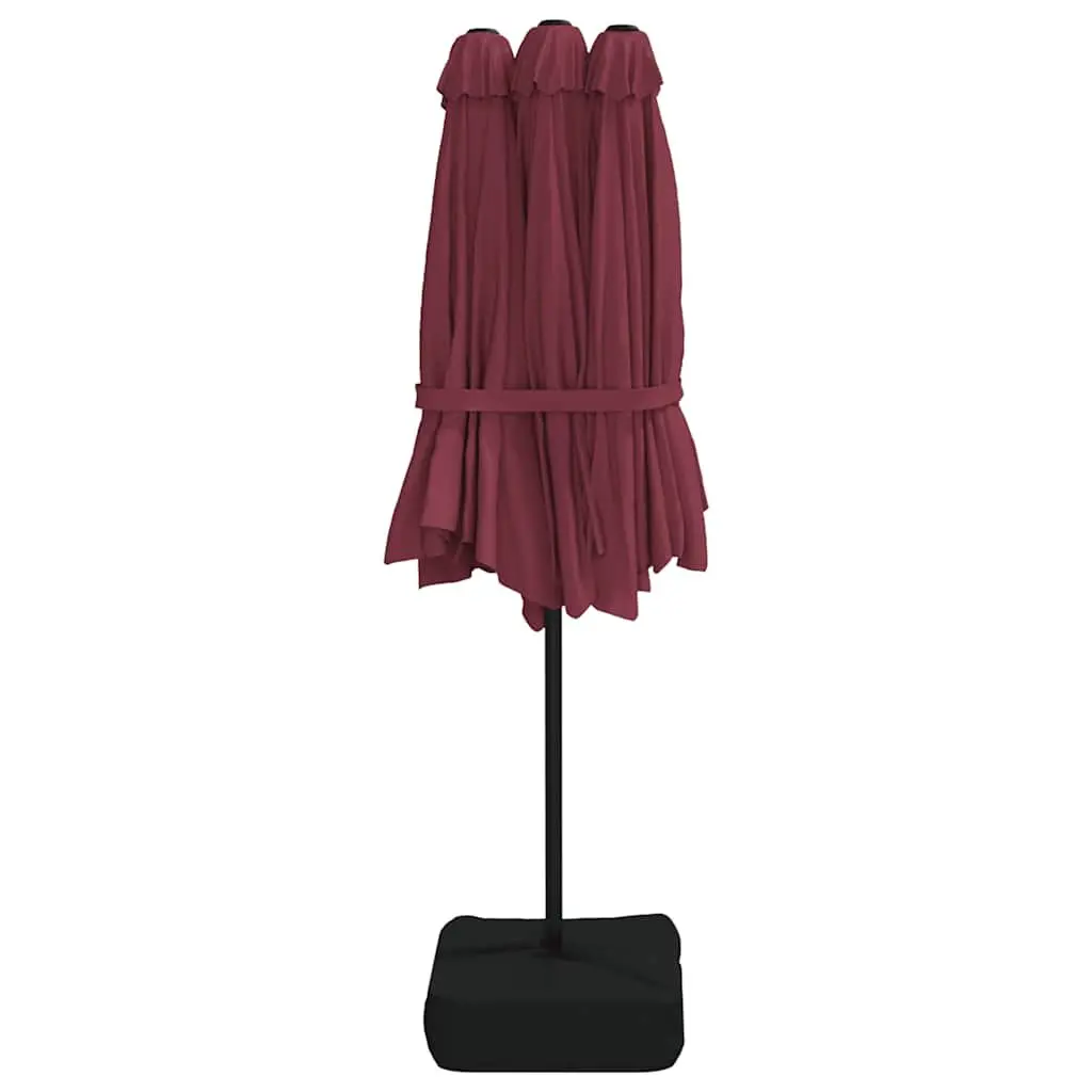 Double-Head Garden Parasol Outdoor Shade Canopy 449x265cm Red