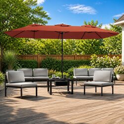 Reliable Double-Head Garden Parasol with Practical LED Lights