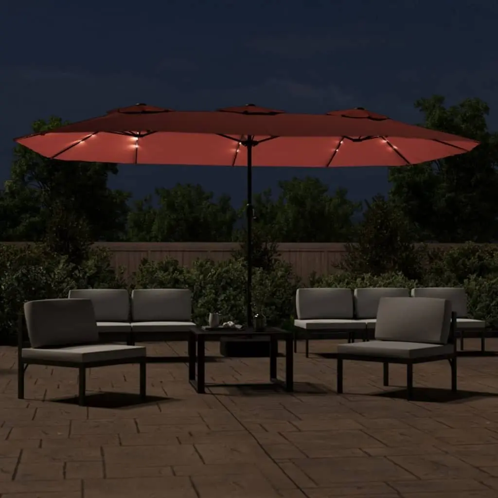 Double-Head Garden Parasol Outdoor Sunshade Umbrella 449x265cm Orange