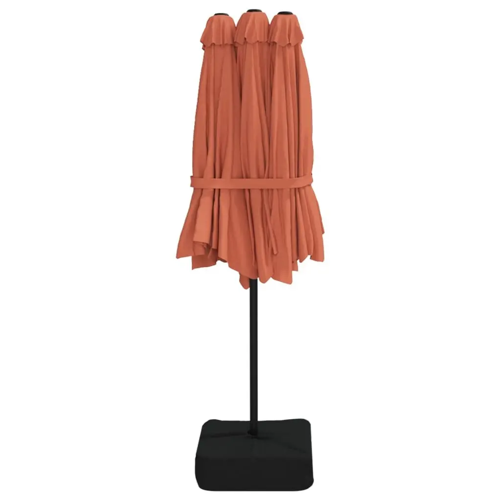 Double-Head Garden Parasol Outdoor Sunshade Umbrella 449x265cm Orange