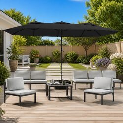 Reliable Double-Head Garden Parasol with Built-In LEDs