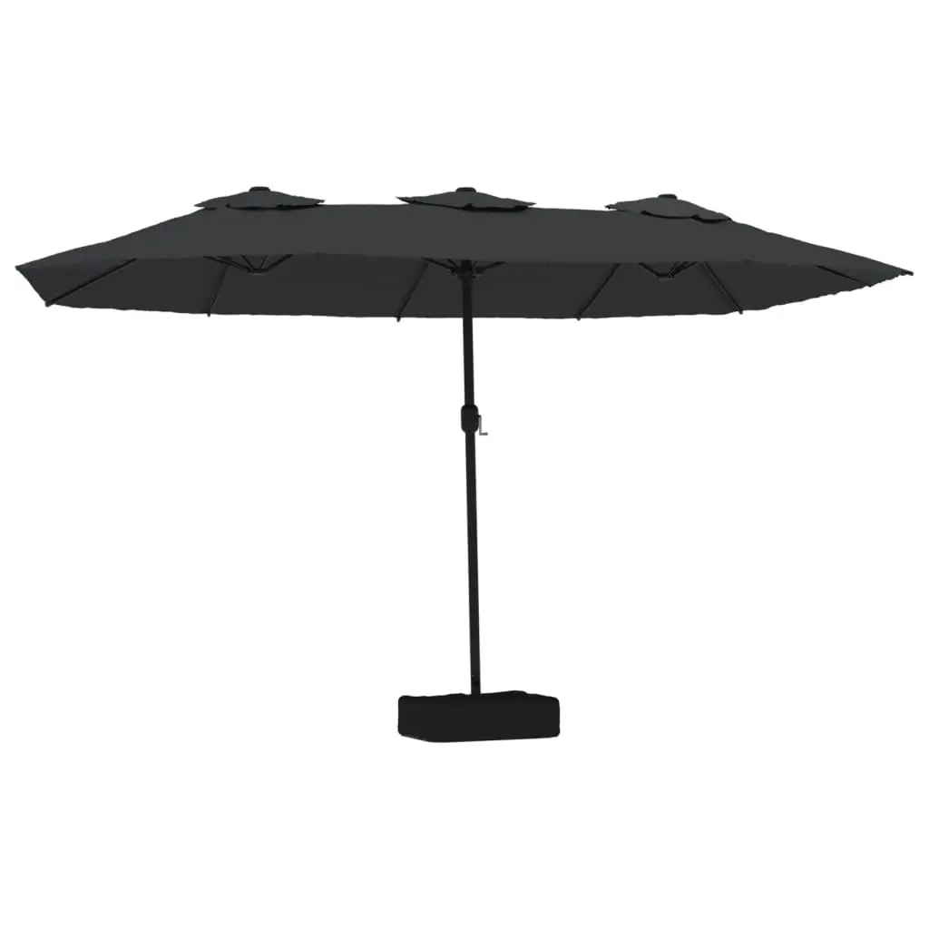 Double-Head Garden Parasol Outdoor Sunshade 449 x 265 cm Black