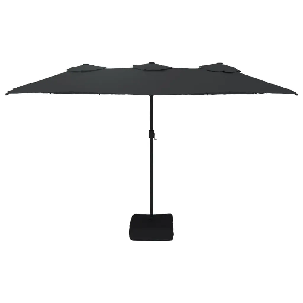 Double-Head Garden Parasol Outdoor Sunshade 449 x 265 cm Black