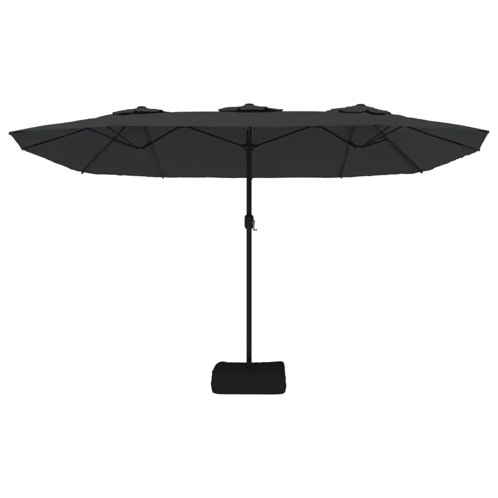 Double-Head Garden Parasol Outdoor Sunshade 449 x 265 cm Black