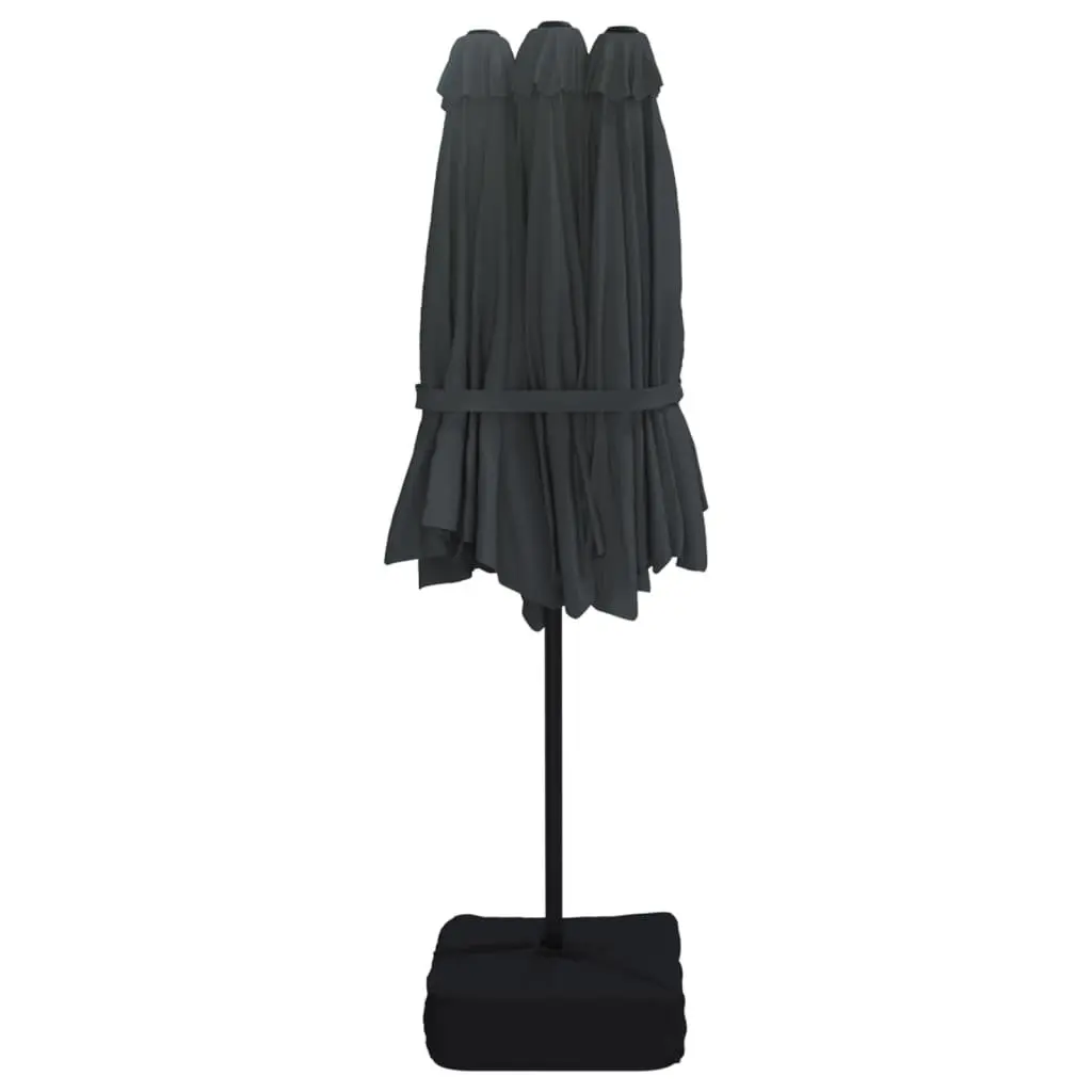 Double-Head Garden Parasol Outdoor Sunshade 449 x 265 cm Black