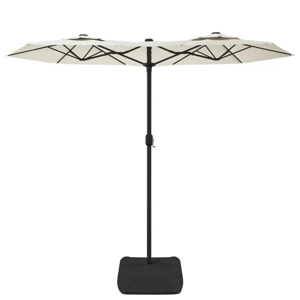 Double-Head Garden Parasol Outdoor Shade Umbrella Crank Opening White 316x145cm