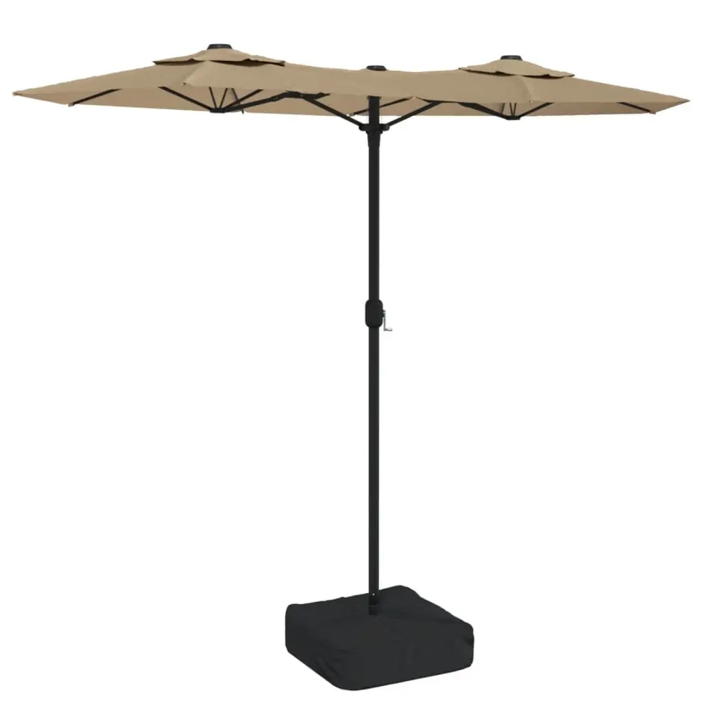 Double-Head Garden Parasol Shade Umbrella Outdoor Patio Sun Protection 316 x 145 cm Taupe