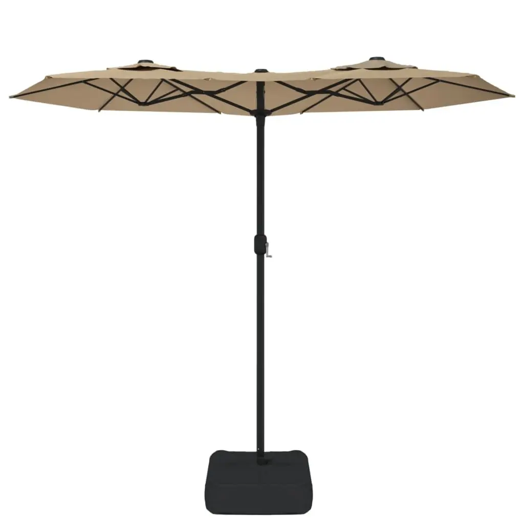 Double-Head Garden Parasol Shade Umbrella Outdoor Patio Sun Protection 316 x 145 cm Taupe