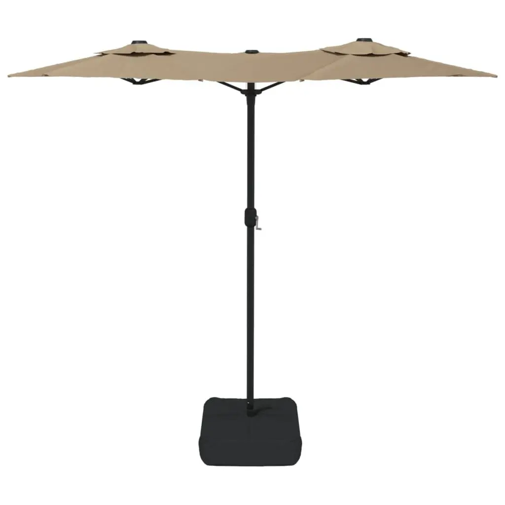 Double-Head Garden Parasol Shade Umbrella Outdoor Patio Sun Protection 316 x 145 cm Taupe