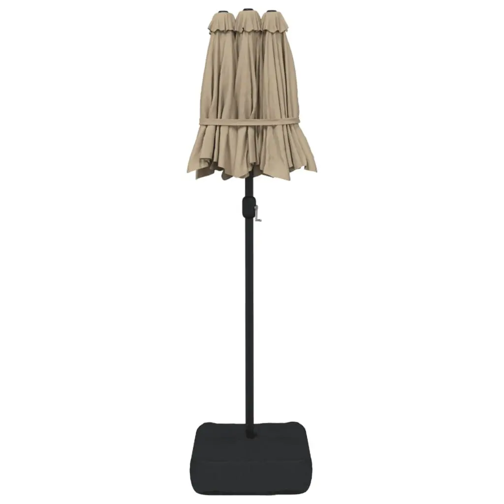 Double-Head Garden Parasol Shade Umbrella Outdoor Patio Sun Protection 316 x 145 cm Taupe
