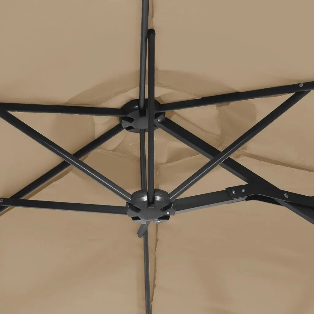 Double-Head Garden Parasol Shade Umbrella Outdoor Patio Sun Protection 316 x 145 cm Taupe