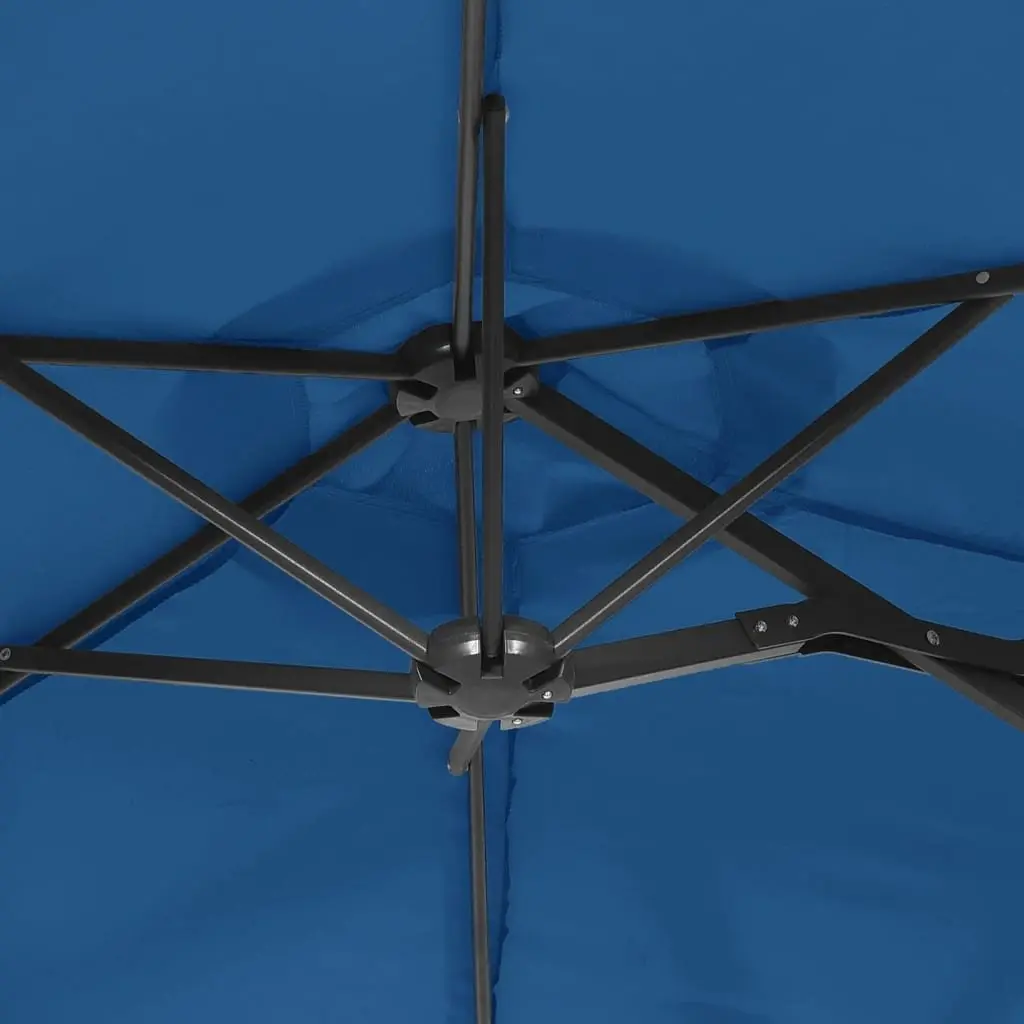 Double-Head Garden Parasol UV Protection 316 x 145 cm Azure Blue Outdoor Sunshade