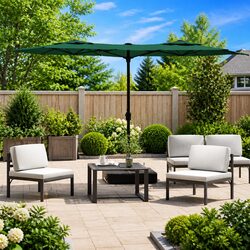 Reliable Double-Head Parasol with LED Lights