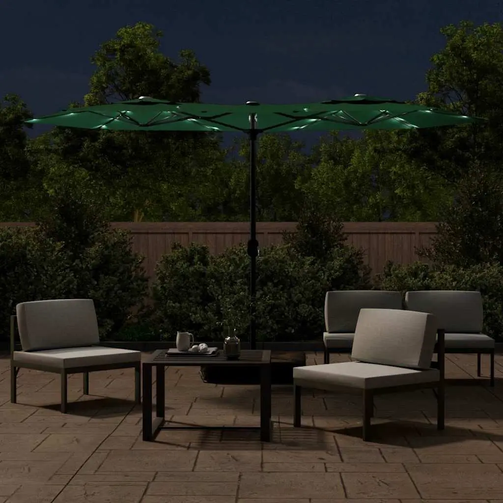 Double-Head Garden Parasol Outdoor Sunshade 316 x 145 cm Green