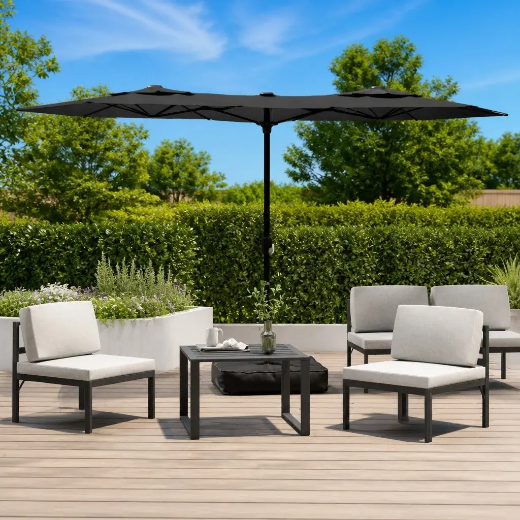 Double-Head Garden Parasol UV Protection 316x145cm Anthracite