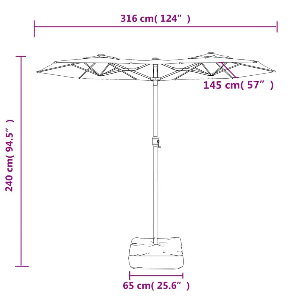 Double-Head Garden Parasol UV Protection 316x145cm Anthracite