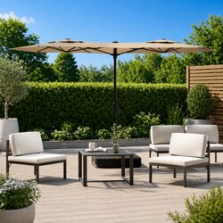 Comfortable and Reliable Double-Head Garden Parasol with LEDs
