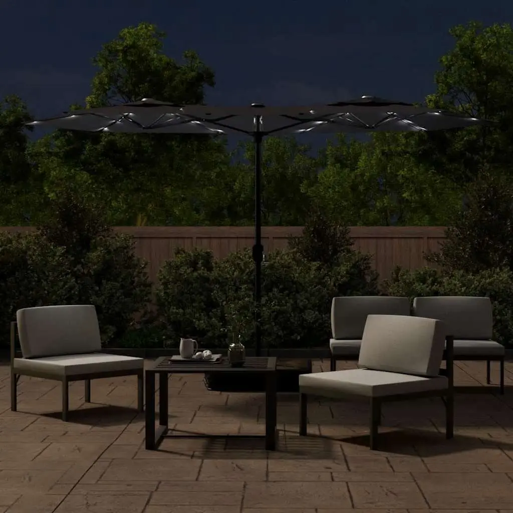 Double-Head Garden Parasol UV Protection 316 x 145 cm Black