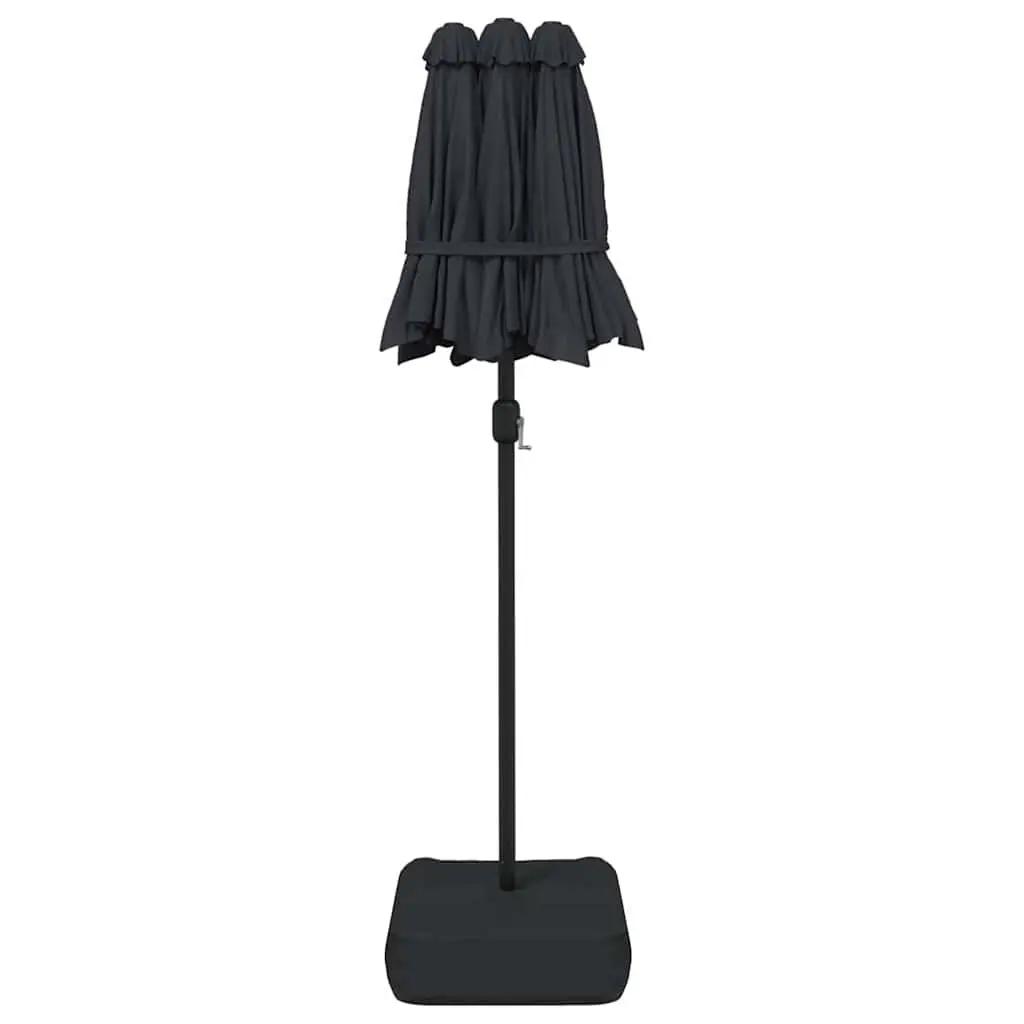 Double-Head Garden Parasol UV Protection 316 x 145 cm Black