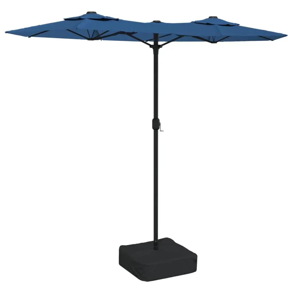 Double-Head Garden Parasol UV Protection 316 x 145 cm Azure Blue Outdoor Shade Umbrella