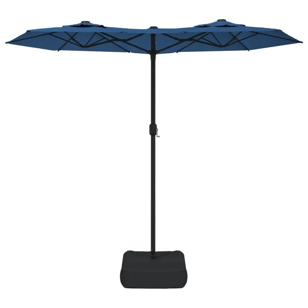 Double-Head Garden Parasol UV Protection 316 x 145 cm Azure Blue Outdoor Shade Umbrella