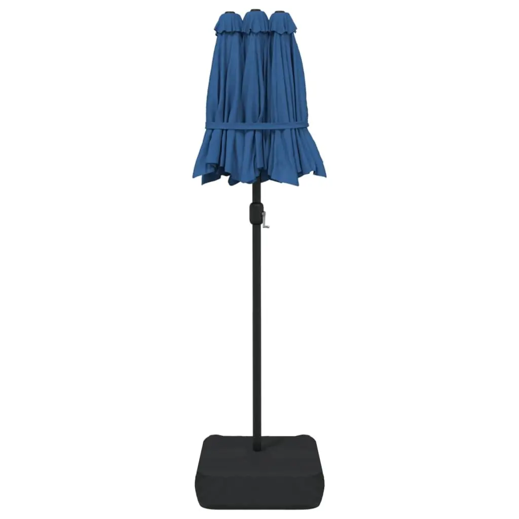 Double-Head Garden Parasol UV Protection 316 x 145 cm Azure Blue Outdoor Shade Umbrella