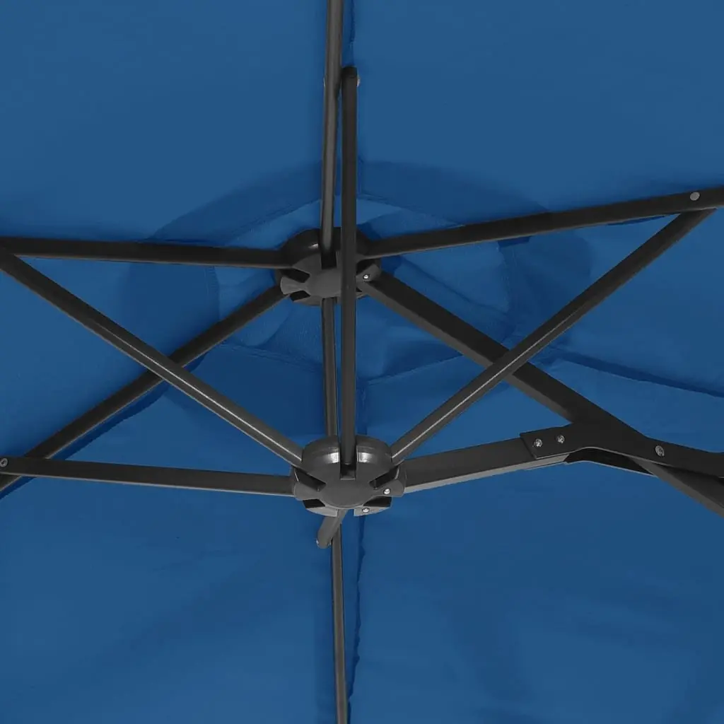 Double-Head Garden Parasol UV Protection 316 x 145 cm Azure Blue Outdoor Shade Umbrella