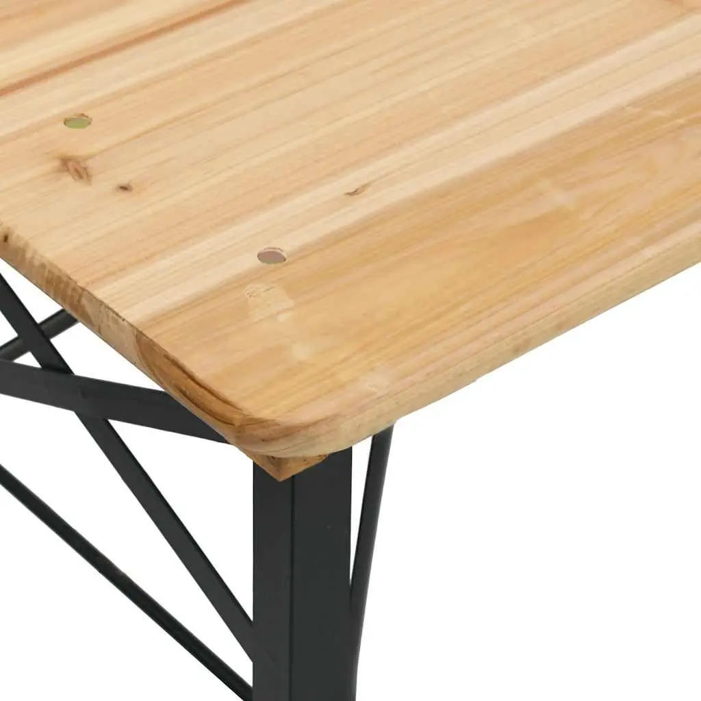 3 Piece Folding Beer Table Set Outdoor Camping Picnic Brown