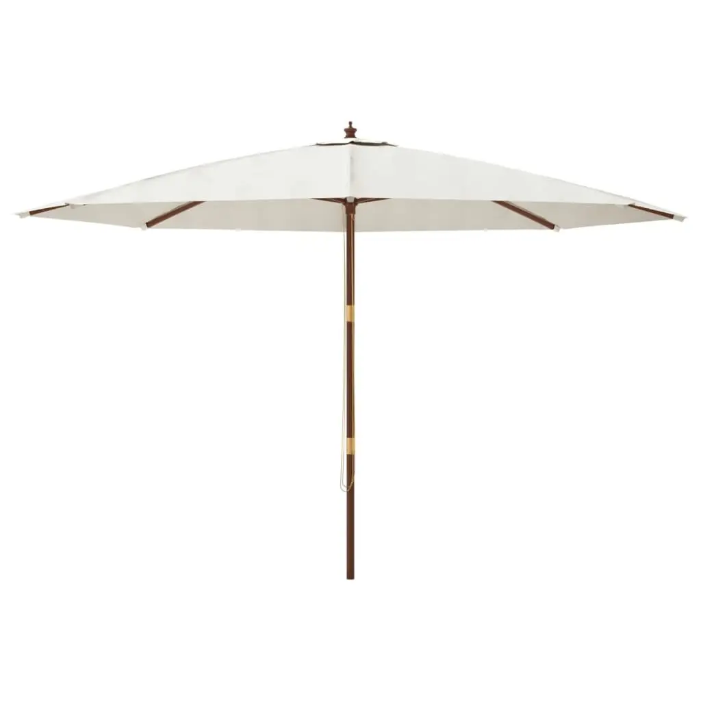 Garden Parasol Outdoor Sunshade Umbrella 400 x 273 cm White Hardwood Pole UV Protection