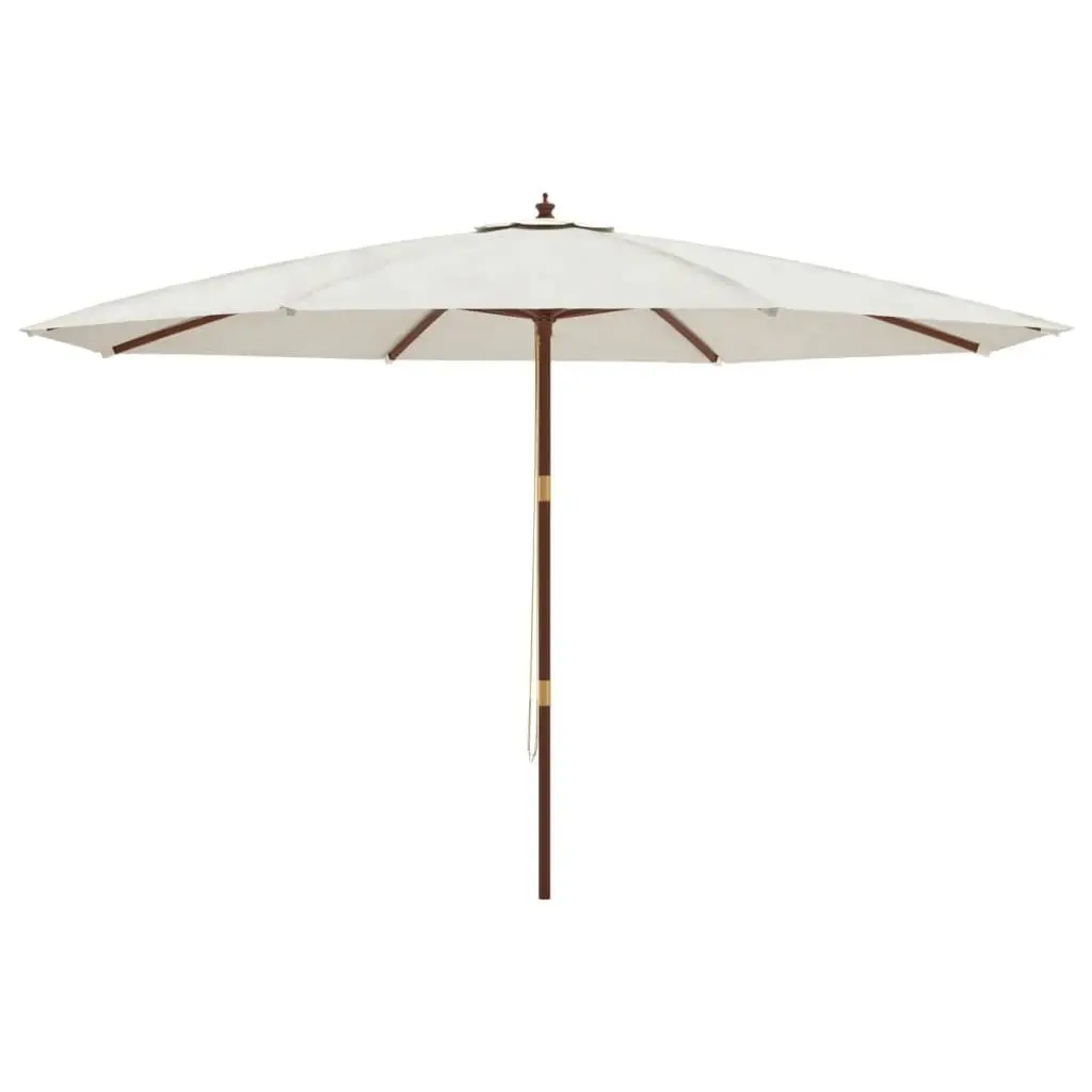 Garden Parasol Outdoor Sunshade Umbrella 400 x 273 cm White Hardwood Pole UV Protection