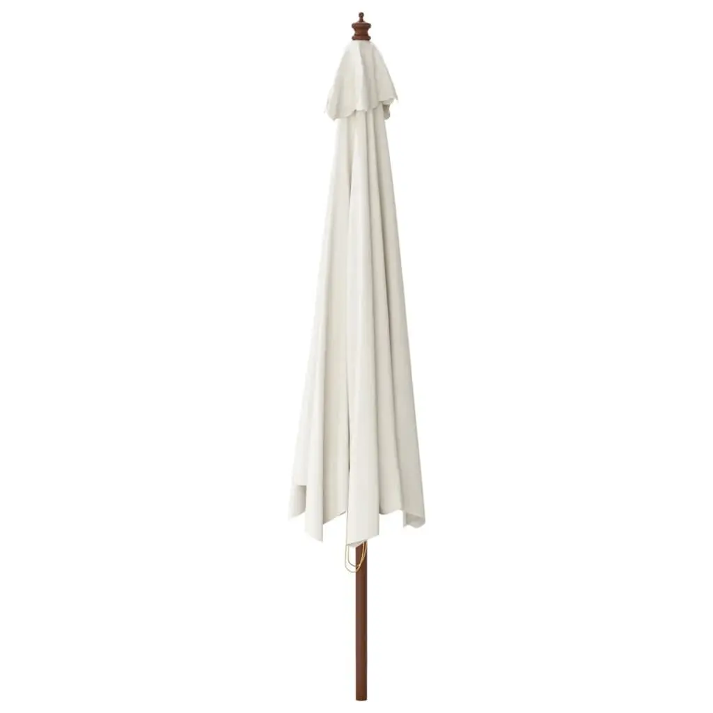 Garden Parasol Outdoor Sunshade Umbrella 400 x 273 cm White Hardwood Pole UV Protection