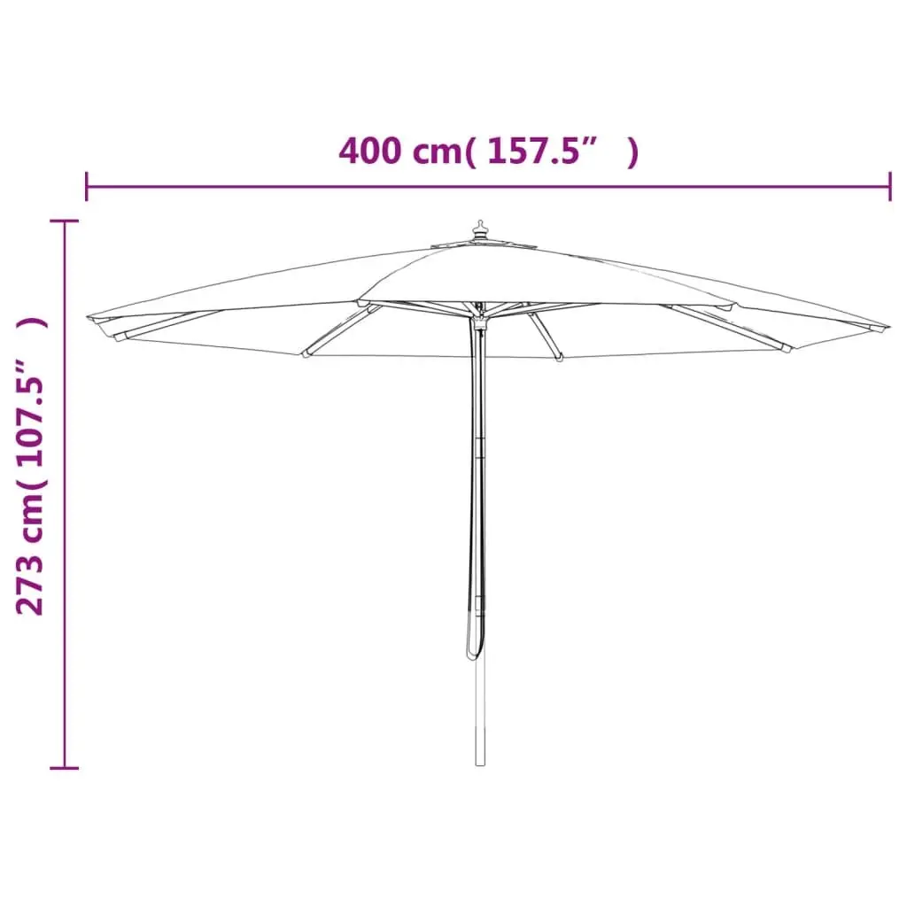 Garden Parasol Outdoor Sunshade Umbrella 400 x 273 cm White Hardwood Pole UV Protection